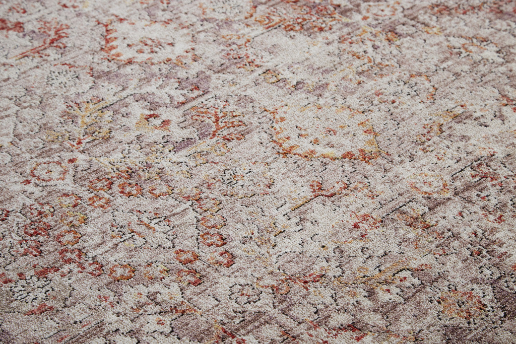 4' X 6' Pink Ivory And Gray Abstract Stain Resistant Area Rug