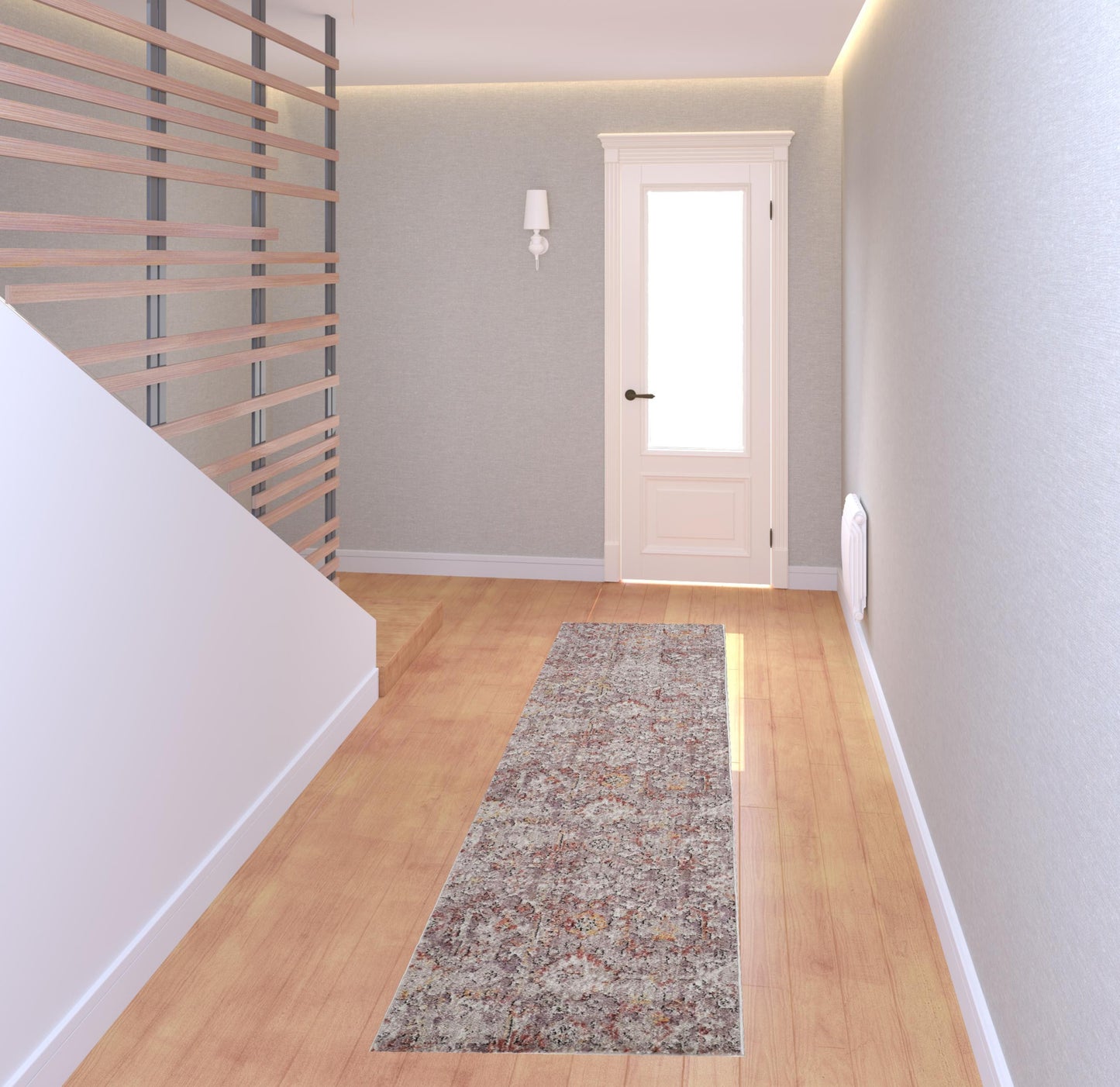4' X 6' Pink Ivory And Gray Abstract Stain Resistant Area Rug