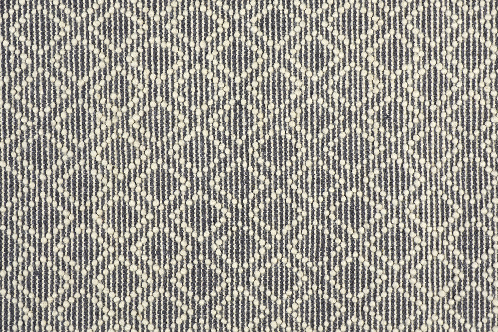 4' X 6' Gray And Ivory Wool Geometric Hand Woven Area Rug With Fringe
