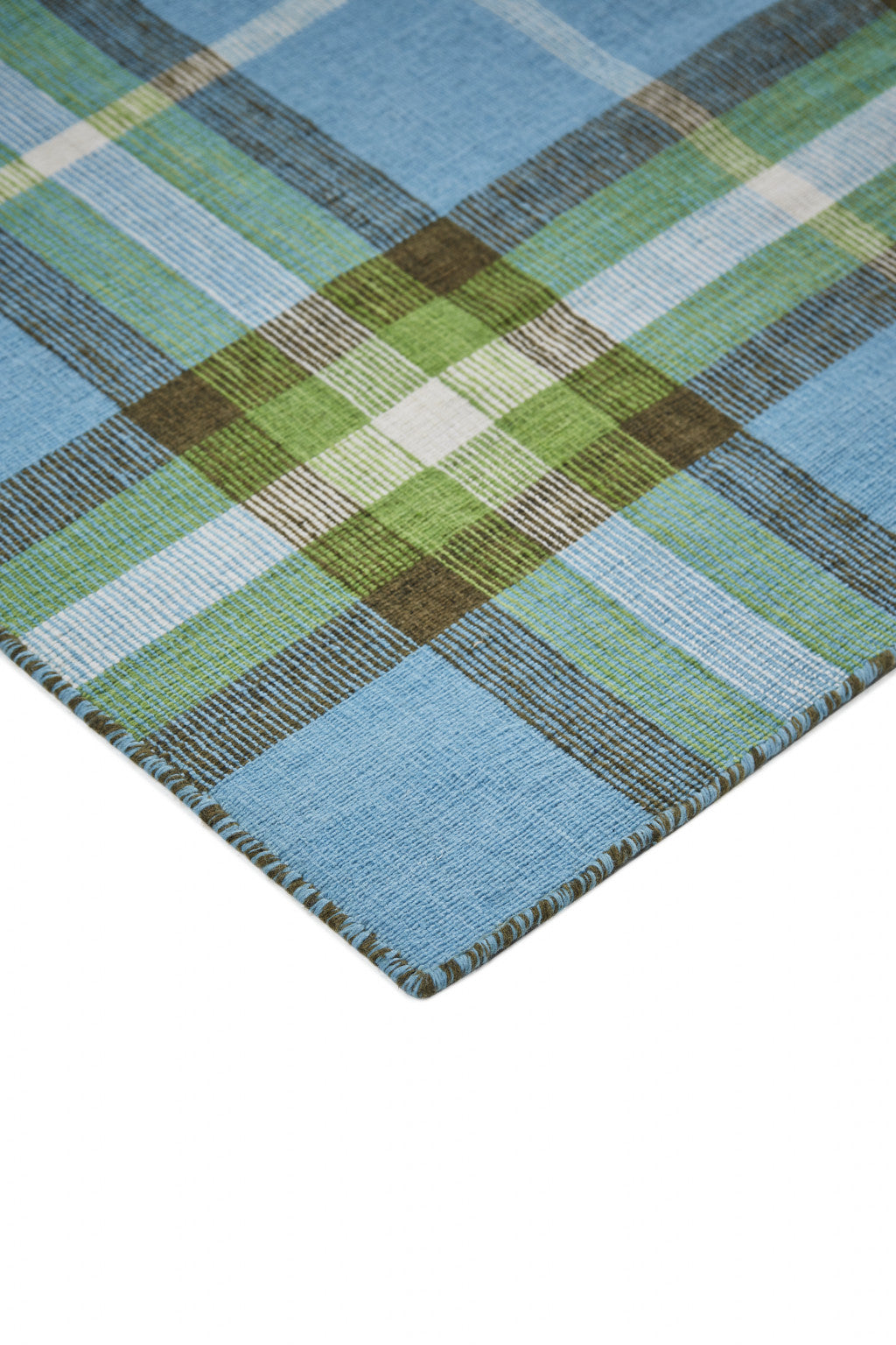 5' X 8' Ivory Blue And Black Abstract Hand Woven Stain Resistant Area Rug