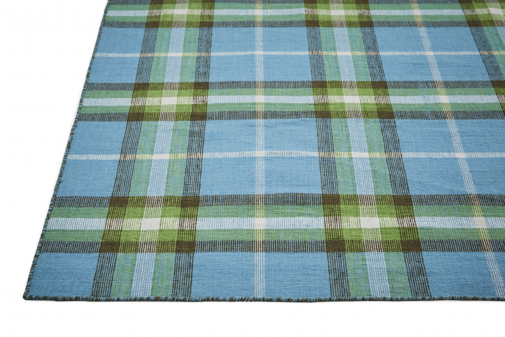5' X 8' Ivory Blue And Black Abstract Hand Woven Stain Resistant Area Rug