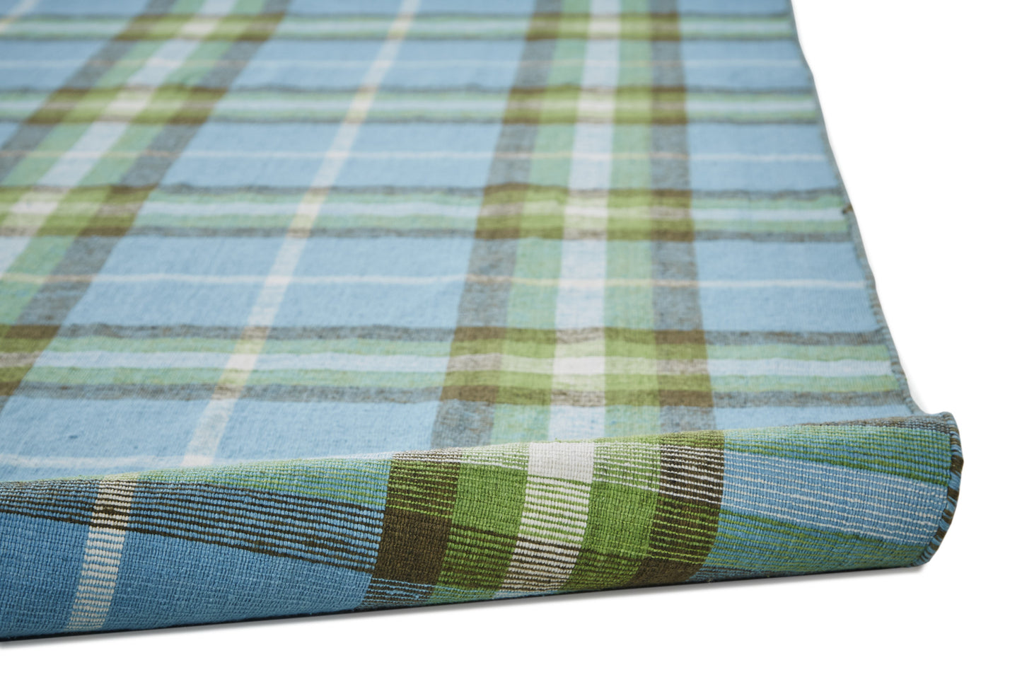 5' X 8' Ivory Blue And Black Abstract Hand Woven Stain Resistant Area Rug