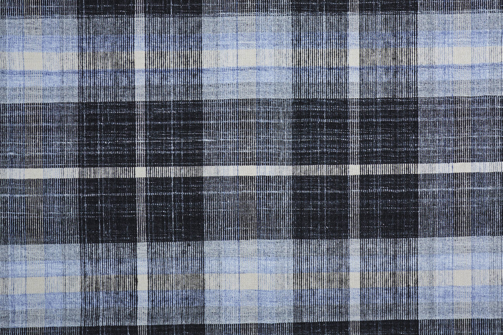 5' X 8' Ivory Blue And Black Abstract Hand Woven Stain Resistant Area Rug