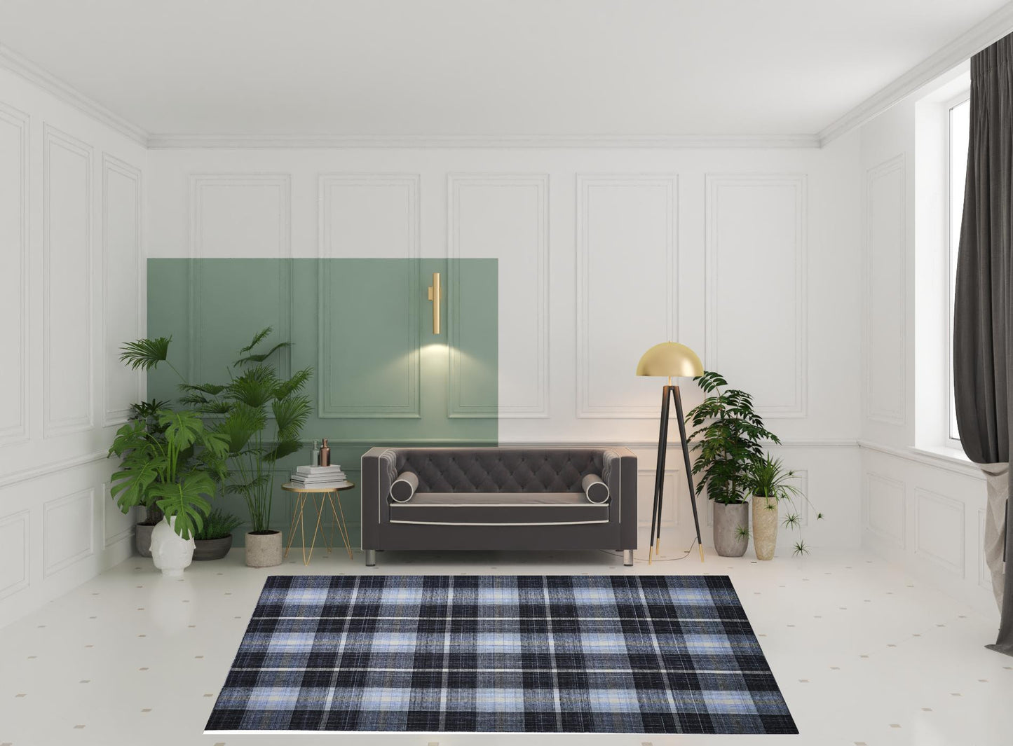 5' X 8' Ivory Blue And Black Abstract Hand Woven Stain Resistant Area Rug