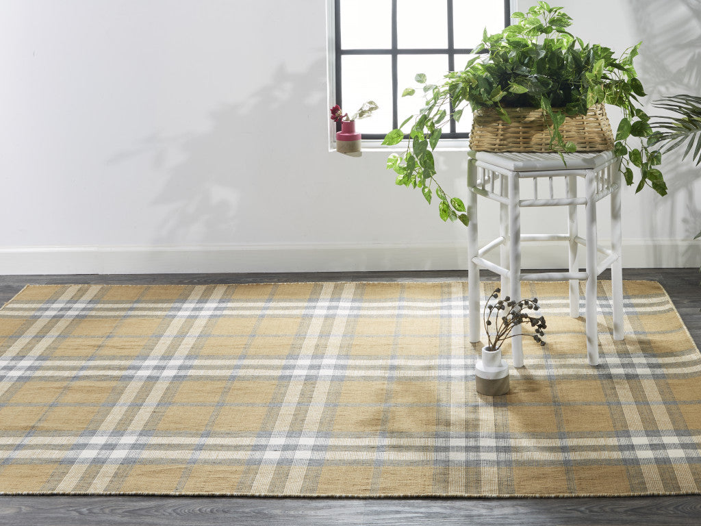 5' X 8' Ivory Blue And Black Abstract Hand Woven Stain Resistant Area Rug