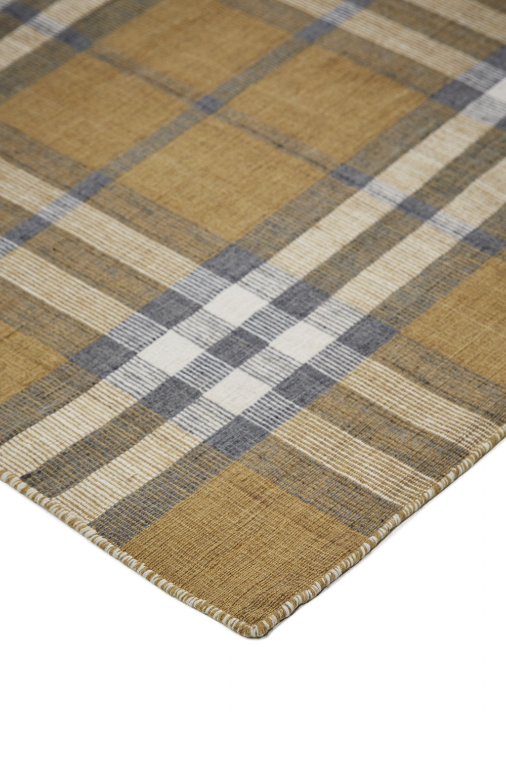 5' X 8' Ivory Blue And Black Abstract Hand Woven Stain Resistant Area Rug