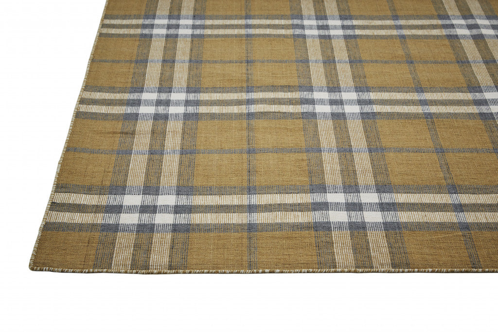 5' X 8' Ivory Blue And Black Abstract Hand Woven Stain Resistant Area Rug
