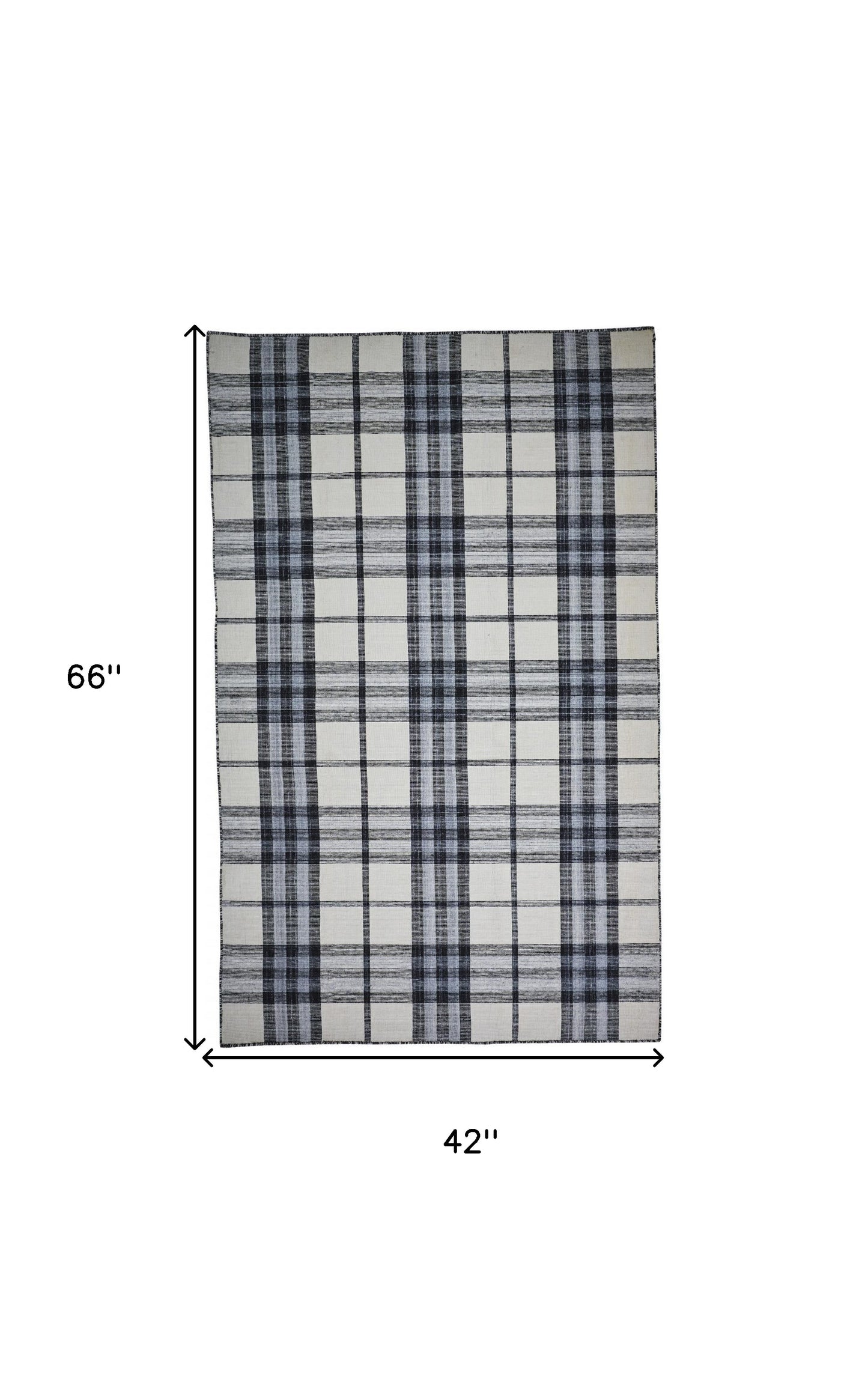 5' X 8' Ivory Blue And Black Abstract Hand Woven Stain Resistant Area Rug
