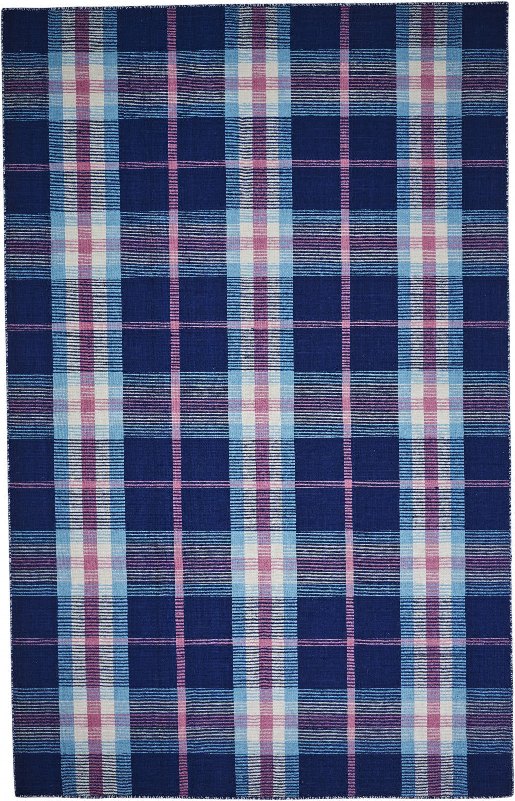 5' X 8' Ivory Blue And Black Abstract Hand Woven Stain Resistant Area Rug