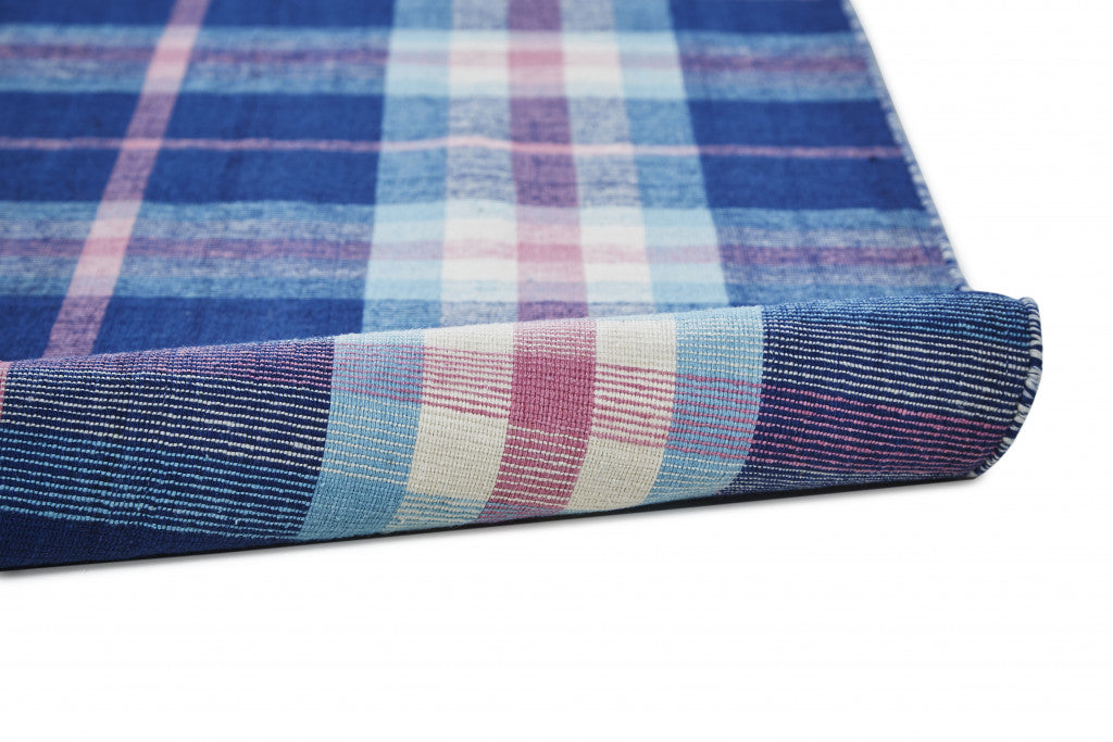 5' X 8' Ivory Blue And Black Abstract Hand Woven Stain Resistant Area Rug