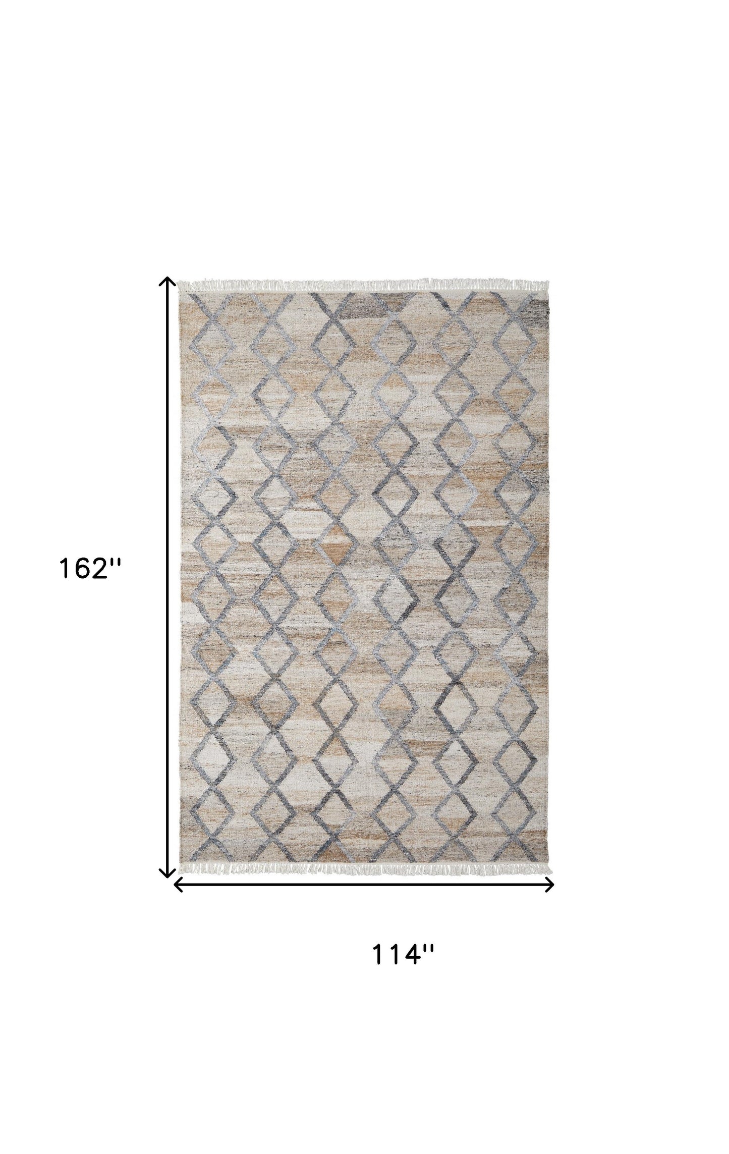 4' X 6' Gray Ivory And Tan Geometric Hand Woven Stain Resistant Area Rug With Fringe
