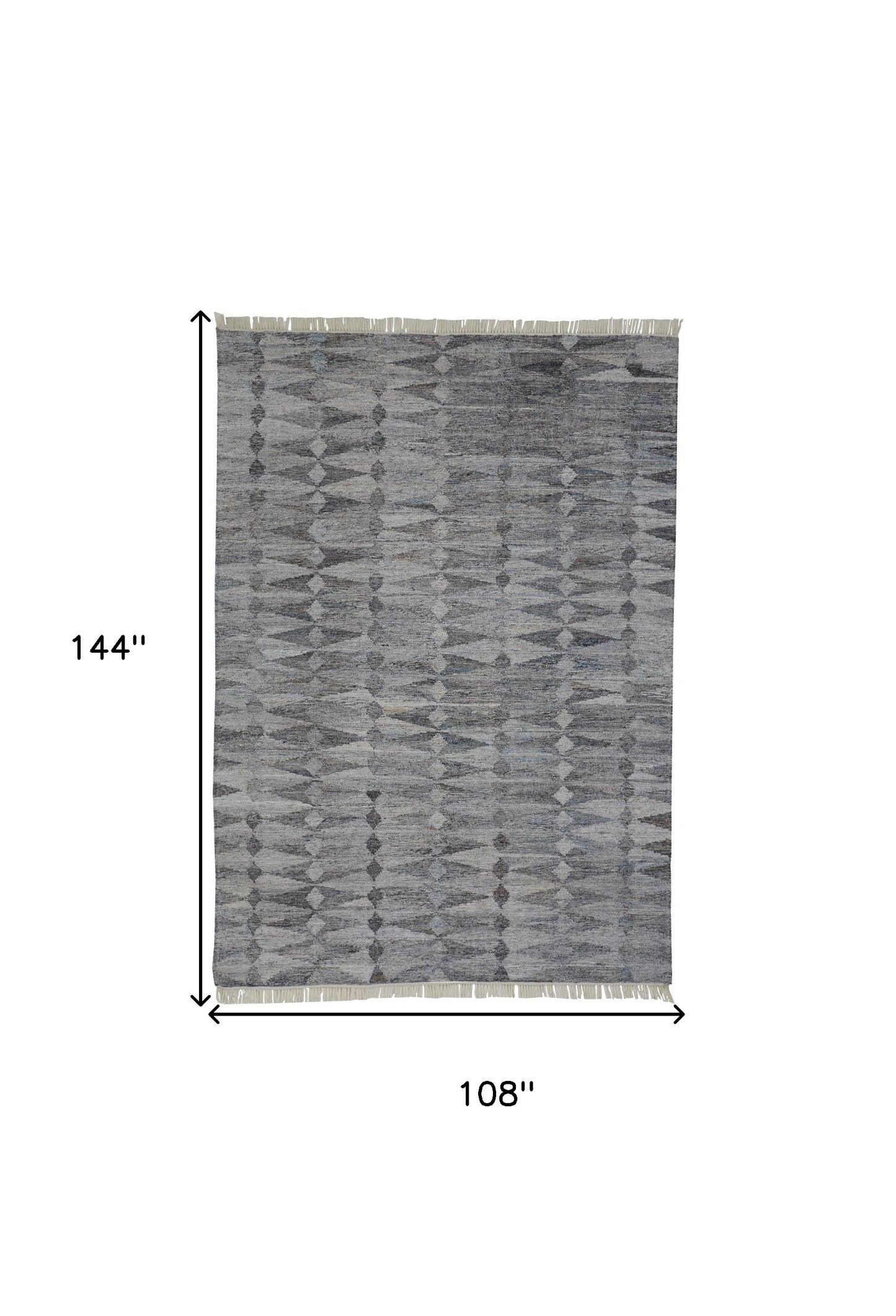 5' X 8' Gray Silver And Ivory Geometric Hand Woven Stain Resistant Area Rug With Fringe