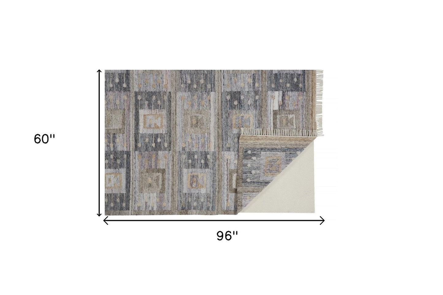 8' X 10' Gray Taupe And Tan Geometric Hand Woven Stain Resistant Area Rug With Fringe