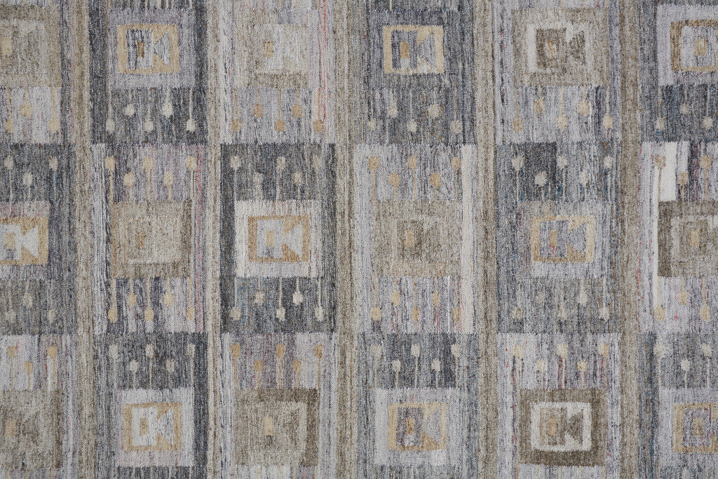 8' X 10' Gray Taupe And Tan Geometric Hand Woven Stain Resistant Area Rug With Fringe