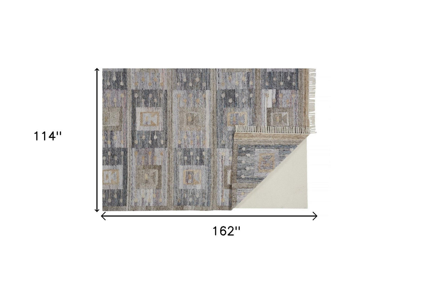 8' X 10' Gray Taupe And Tan Geometric Hand Woven Stain Resistant Area Rug With Fringe