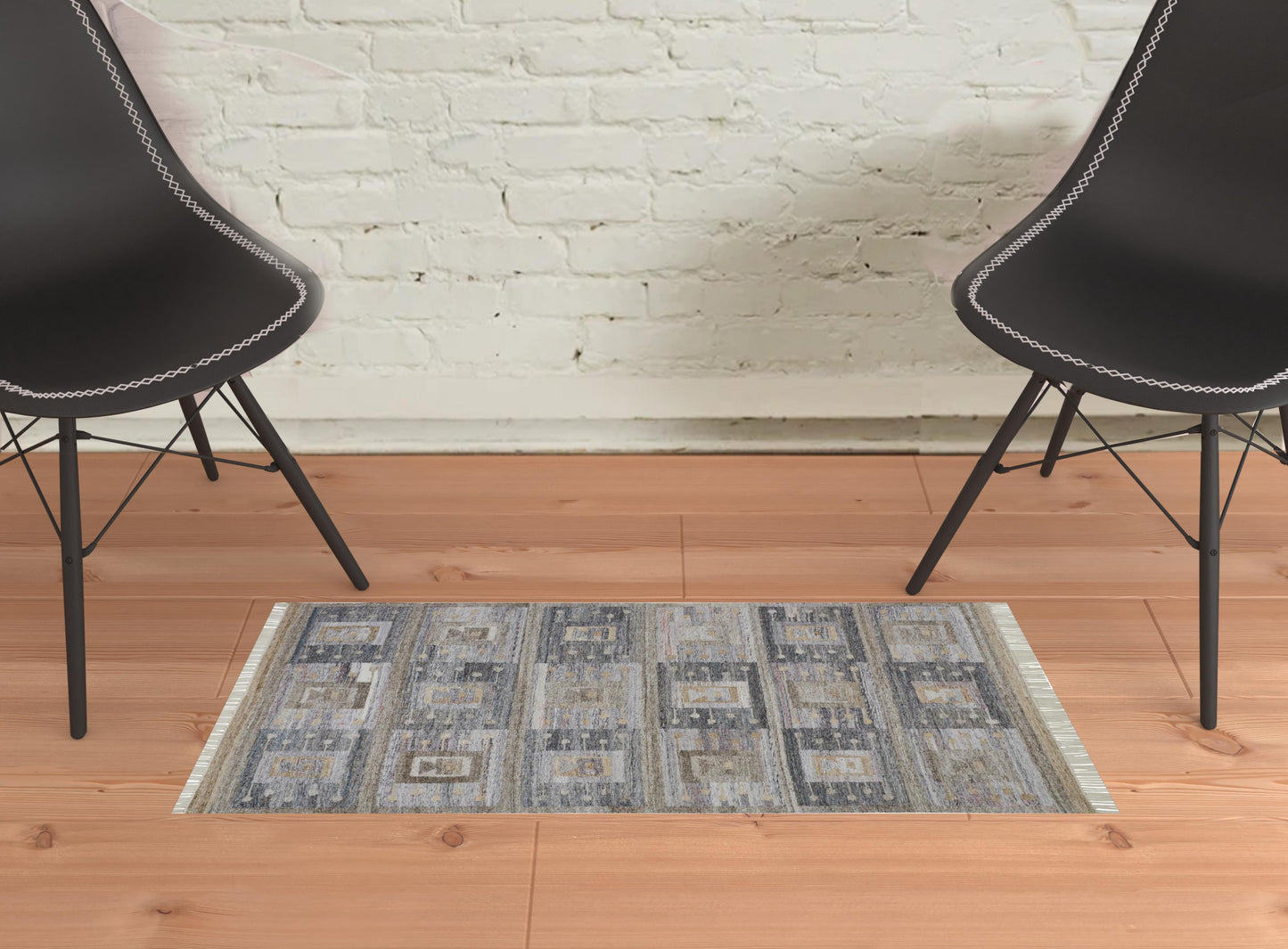 8' X 10' Gray Taupe And Tan Geometric Hand Woven Stain Resistant Area Rug With Fringe