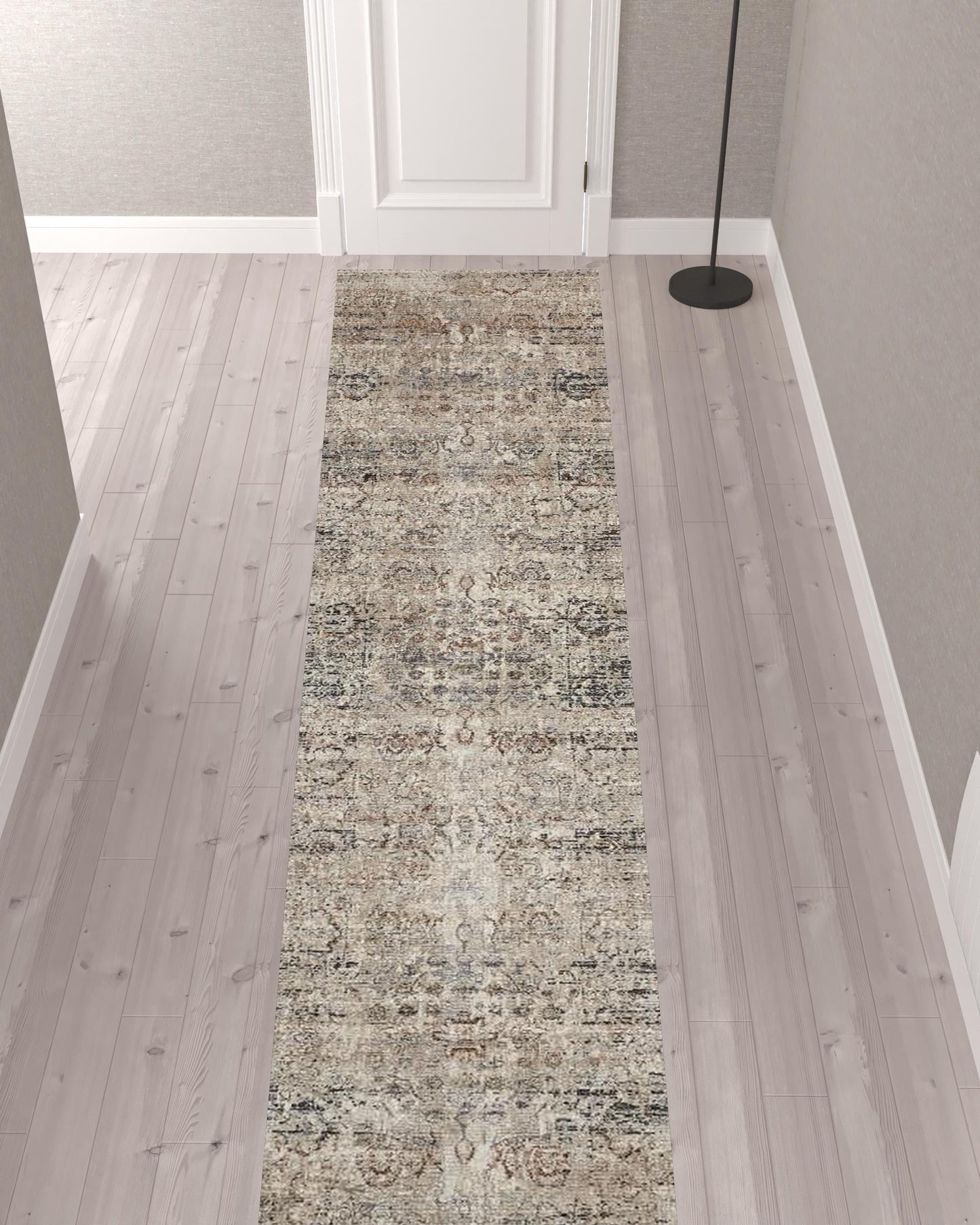 2' X 3' Taupe Ivory And Gray Abstract Distressed Area Rug With Fringe