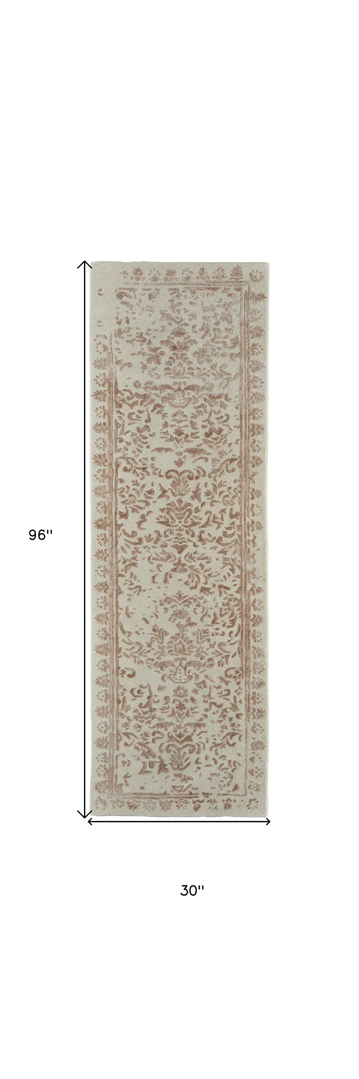 2' X 3' Blue And Silver Wool Floral Tufted Handmade Distressed Area Rug