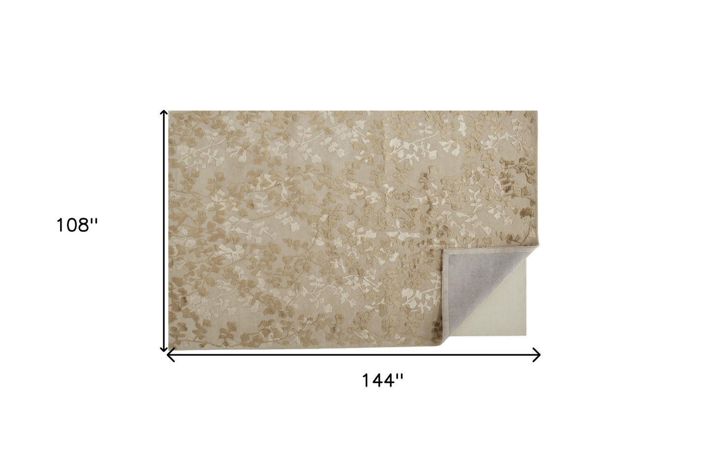 2' X 3' Ivory Tan And Gold Wool Floral Tufted Handmade Area Rug