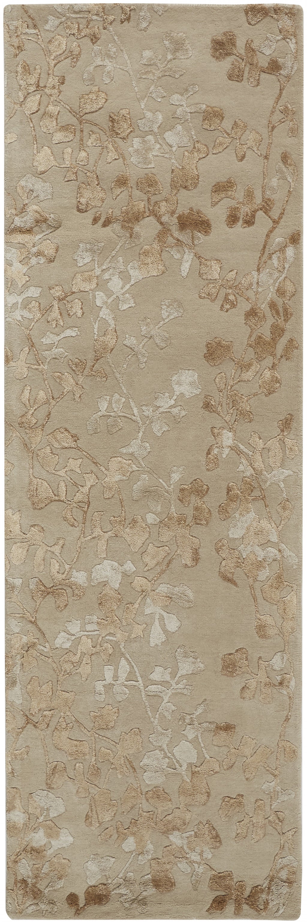 2' X 3' Ivory Tan And Gold Wool Floral Tufted Handmade Area Rug