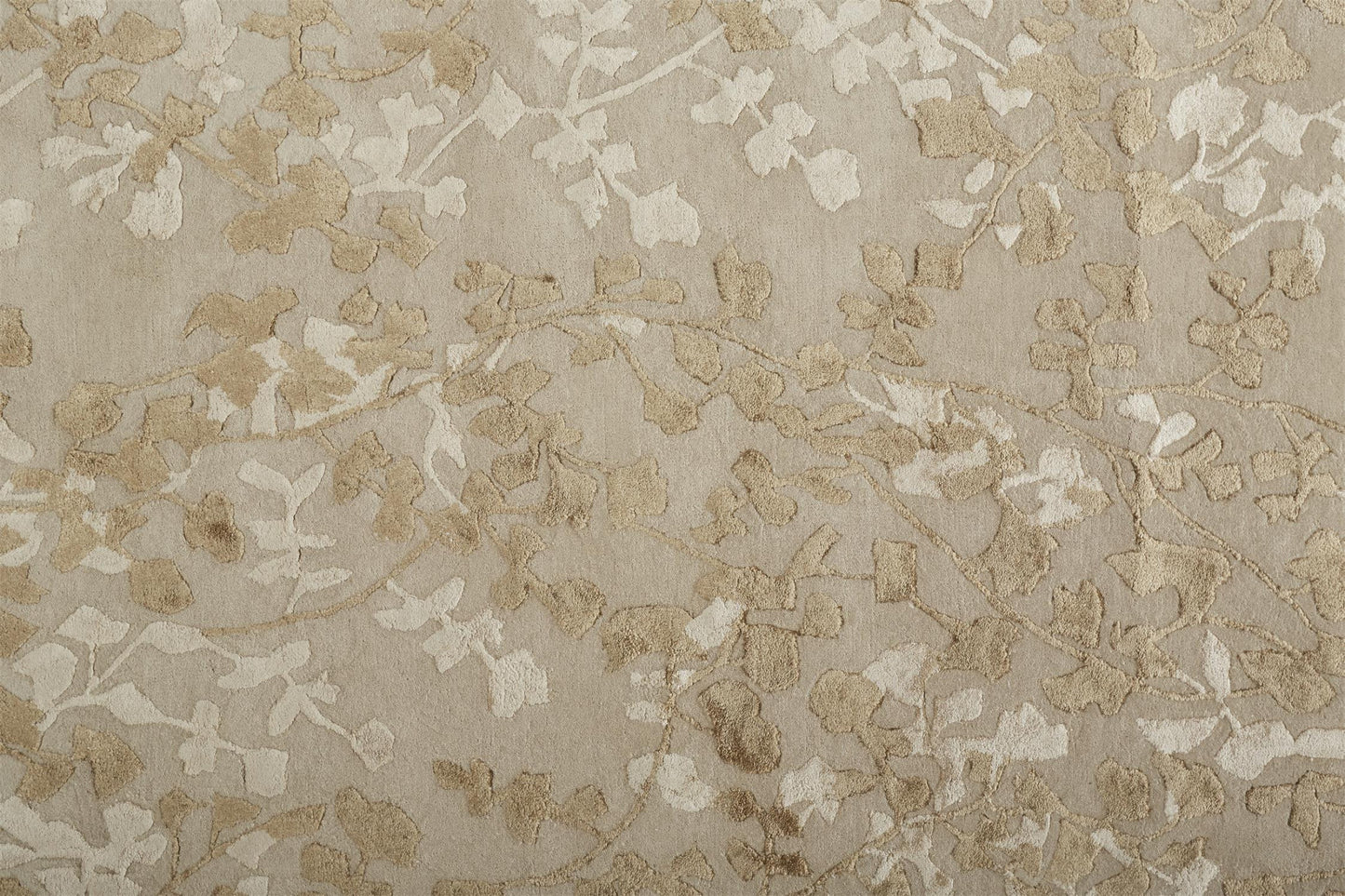 2' X 3' Ivory Tan And Gold Wool Floral Tufted Handmade Area Rug