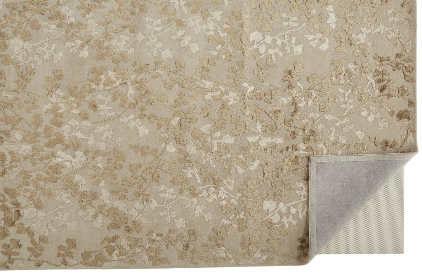 2' X 3' Ivory Tan And Gold Wool Floral Tufted Handmade Area Rug