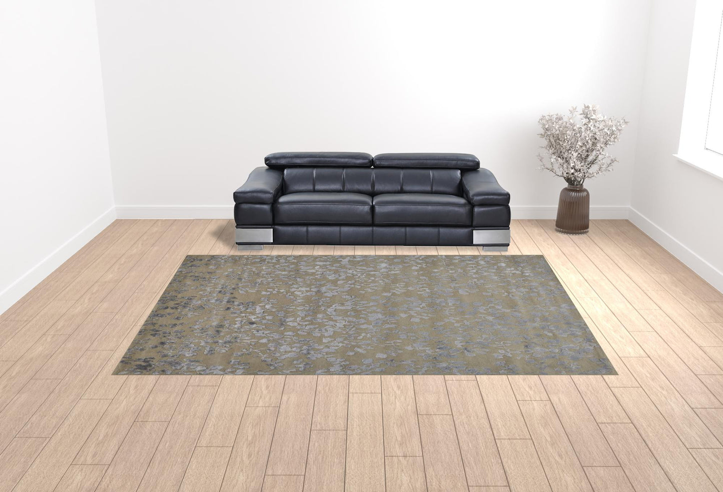 2' X 3' Ivory Tan And Gold Wool Floral Tufted Handmade Area Rug