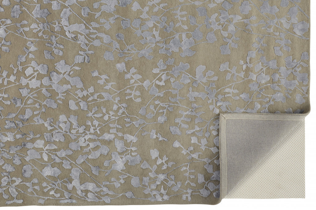 2' X 3' Ivory Tan And Gold Wool Floral Tufted Handmade Area Rug