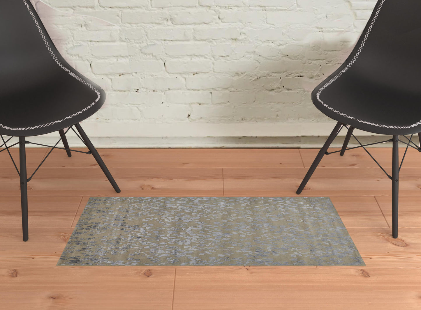 2' X 3' Ivory Tan And Gold Wool Floral Tufted Handmade Area Rug