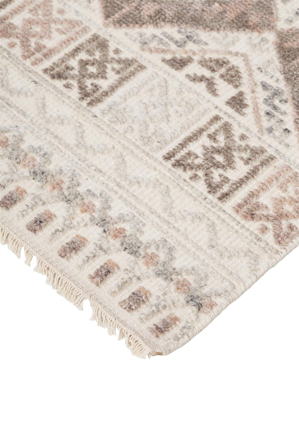 8' X 10' Gray Ivory And Blue Geometric Hand Knotted Area Rug