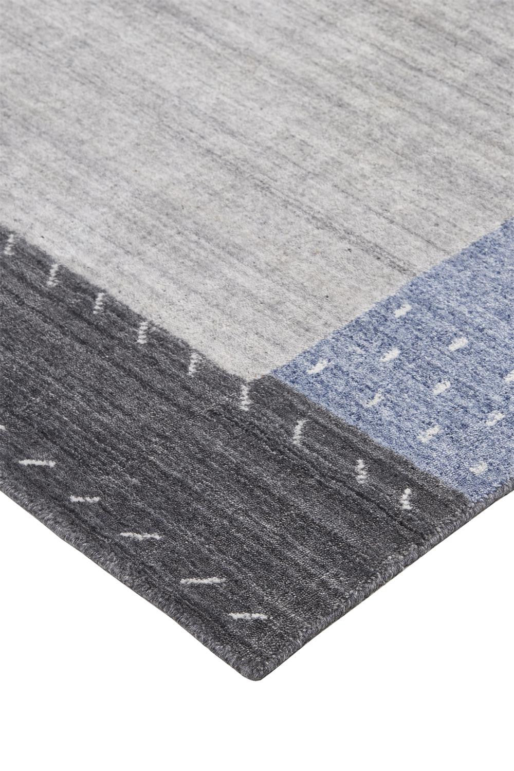 2' X 3' Gray Blue And Black Wool Hand Knotted Stain Resistant Area Rug