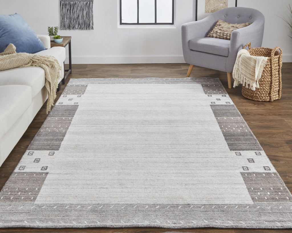 2' X 3' Gray Blue And Black Wool Hand Knotted Stain Resistant Area Rug