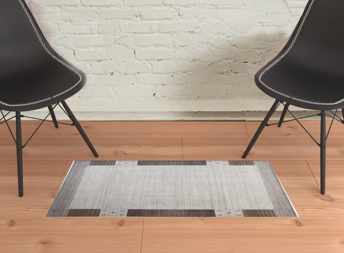 2' X 3' Gray Blue And Black Wool Hand Knotted Stain Resistant Area Rug