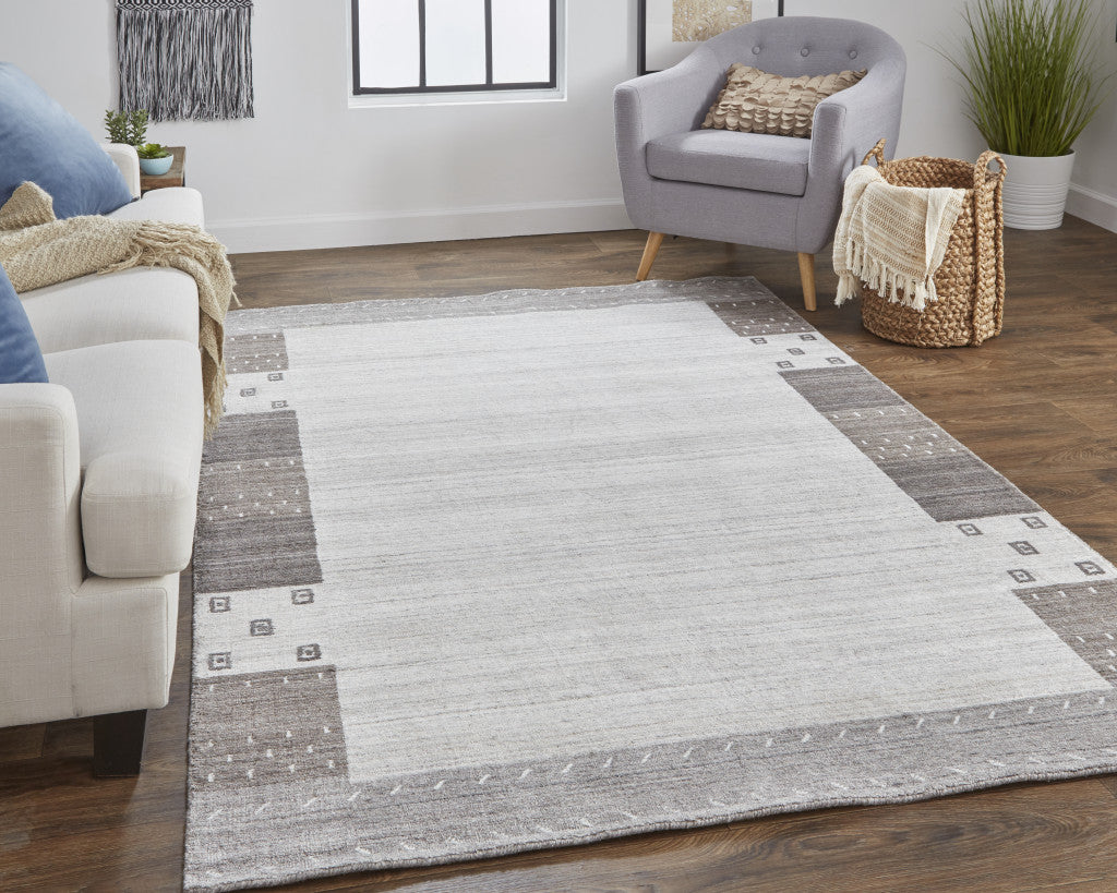 2' X 3' Gray Blue And Black Wool Hand Knotted Stain Resistant Area Rug