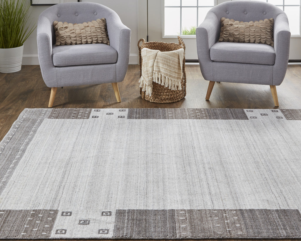2' X 3' Gray Blue And Black Wool Hand Knotted Stain Resistant Area Rug