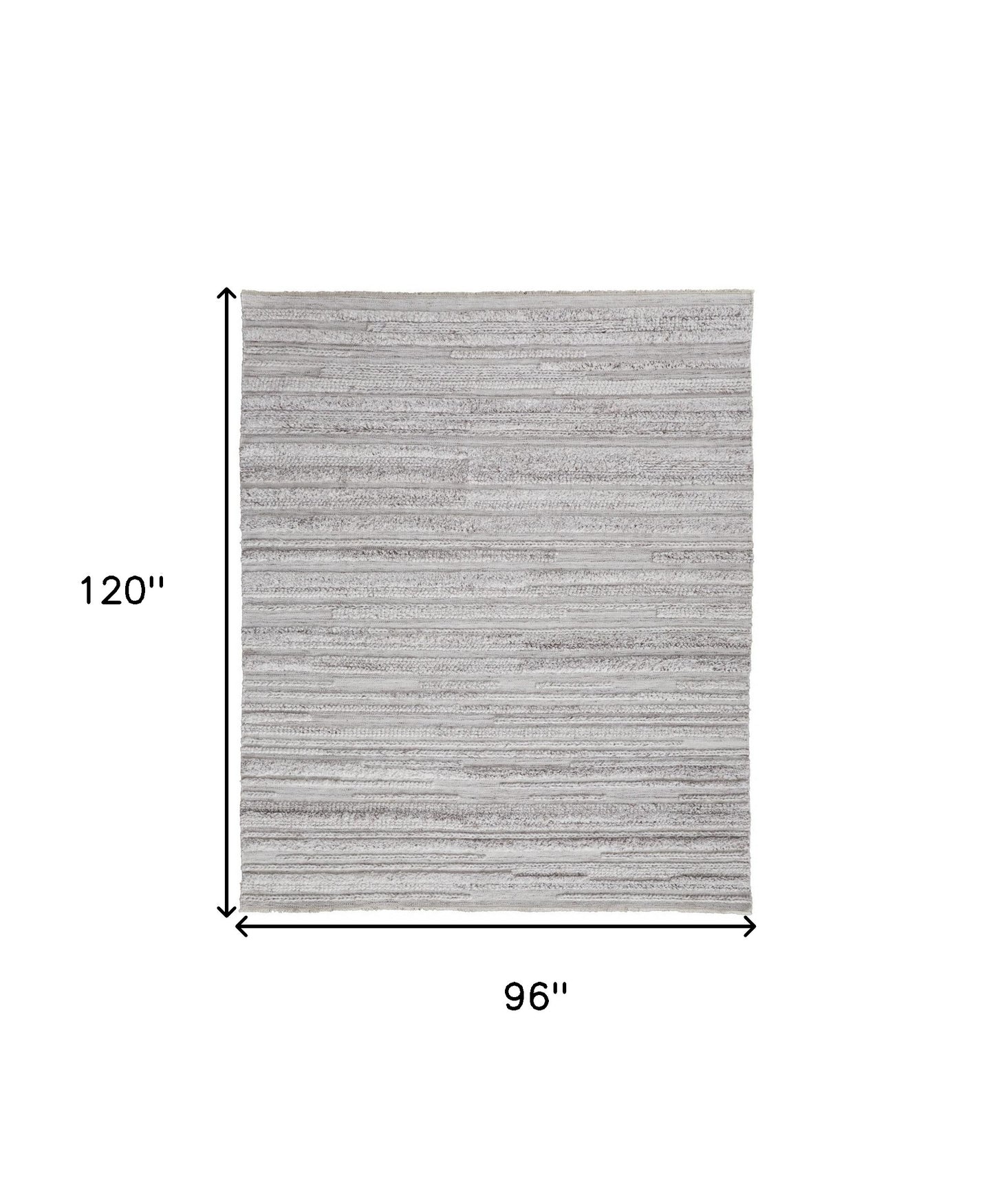10' X 14' Gray Silver And Ivory Striped Hand Woven Stain Resistant Area Rug