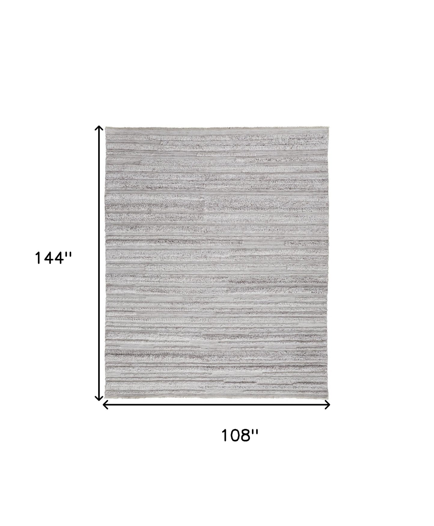 10' X 14' Gray Silver And Ivory Striped Hand Woven Stain Resistant Area Rug