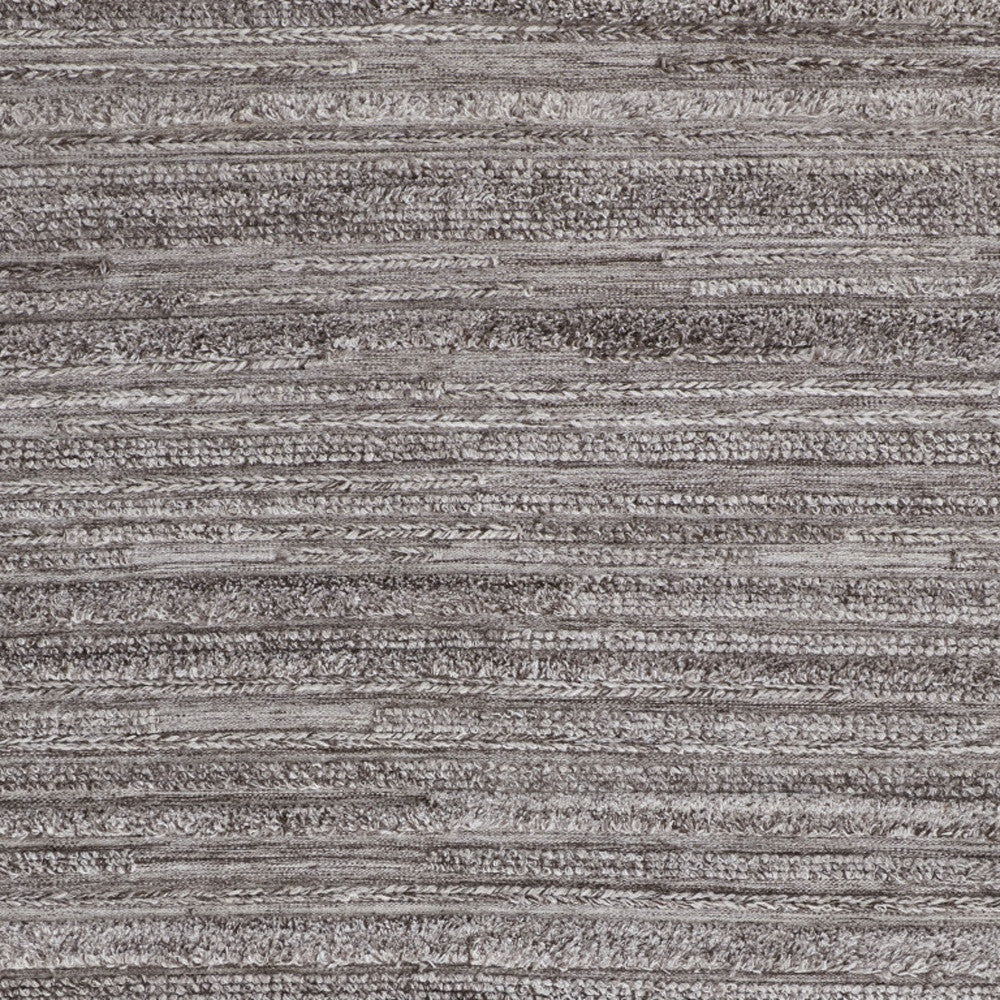 10' X 14' Gray Silver And Ivory Striped Hand Woven Stain Resistant Area Rug