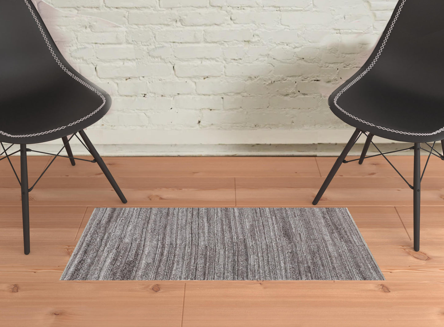 10' X 14' Gray Silver And Ivory Striped Hand Woven Stain Resistant Area Rug