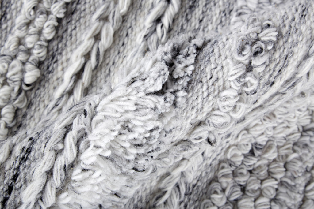 10' X 14' Gray Silver And Ivory Striped Hand Woven Stain Resistant Area Rug