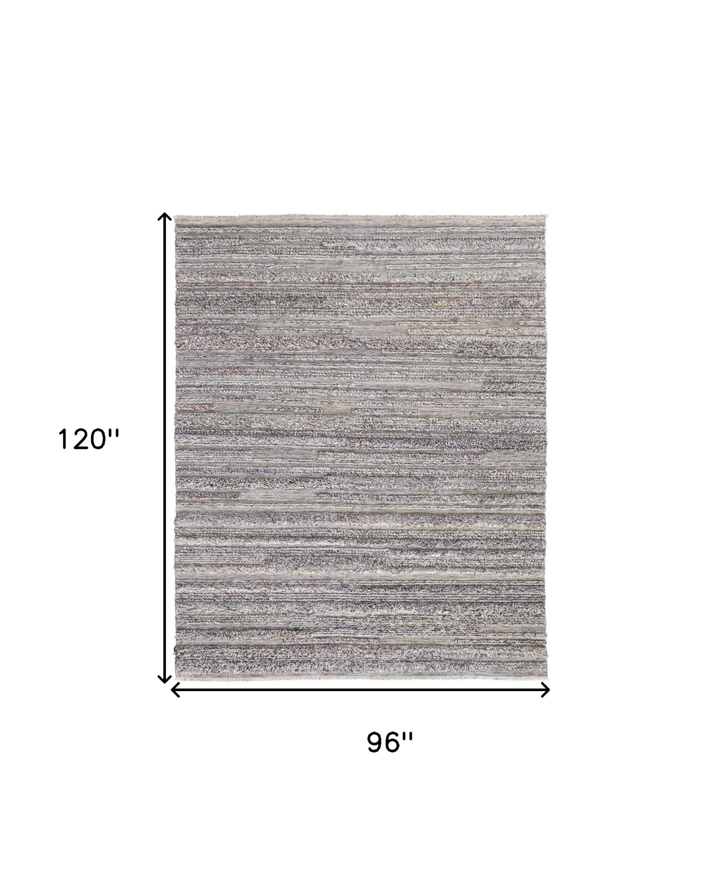 10' X 14' Gray Silver And Ivory Striped Hand Woven Stain Resistant Area Rug