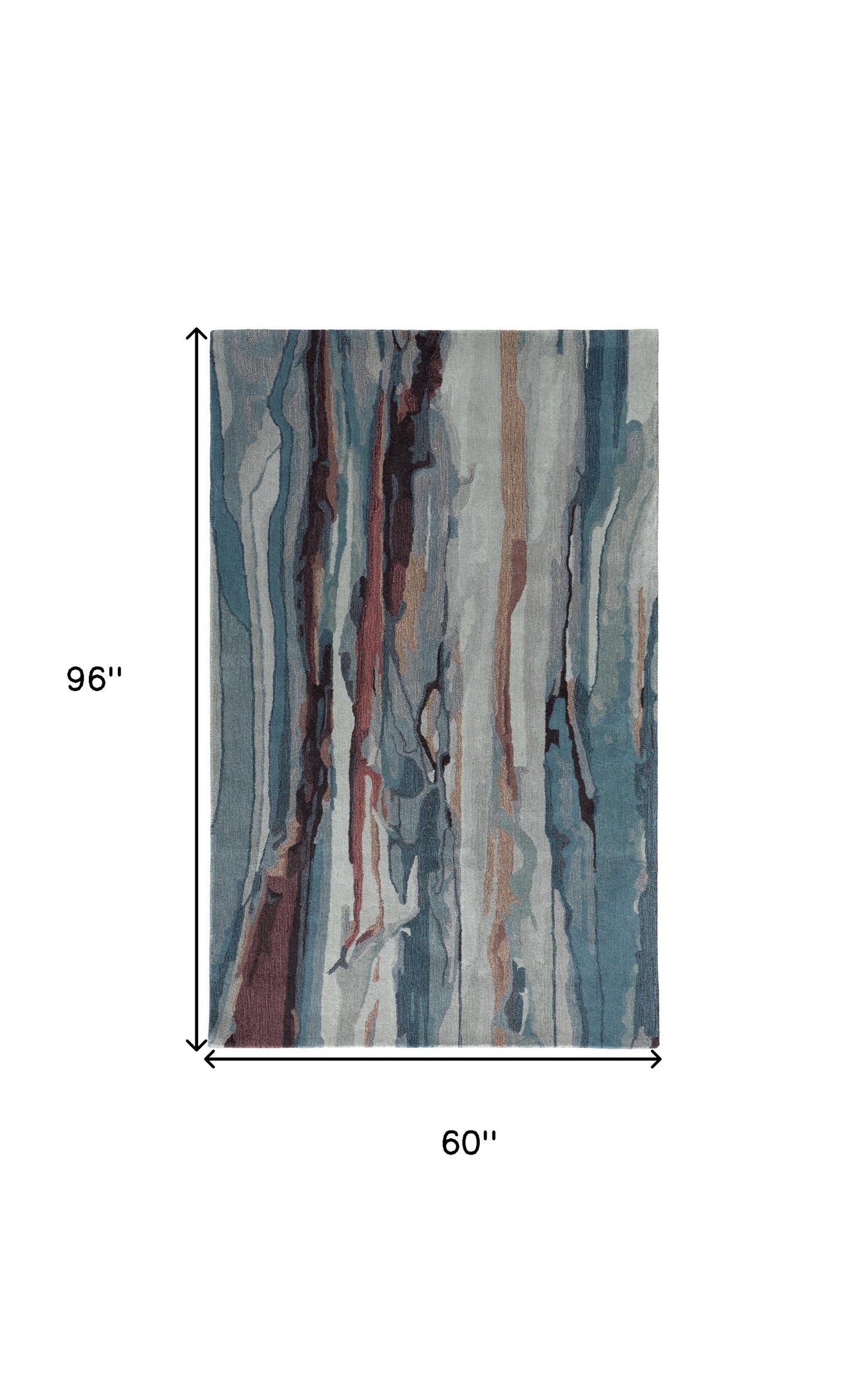 8' X 10' Blue Red And Ivory Wool Abstract Tufted Handmade Stain Resistant Area Rug