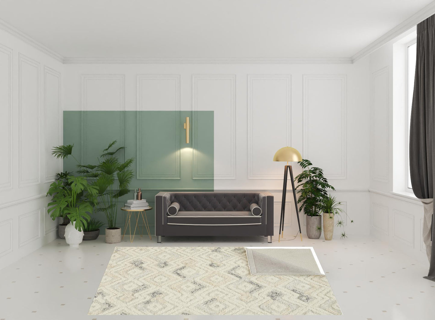 4' X 6' Gray And Ivory Wool Geometric Tufted Handmade Area Rug