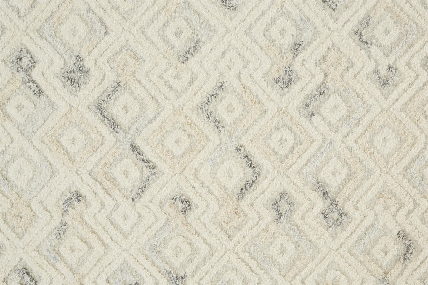 4' X 6' Gray And Ivory Wool Geometric Tufted Handmade Area Rug