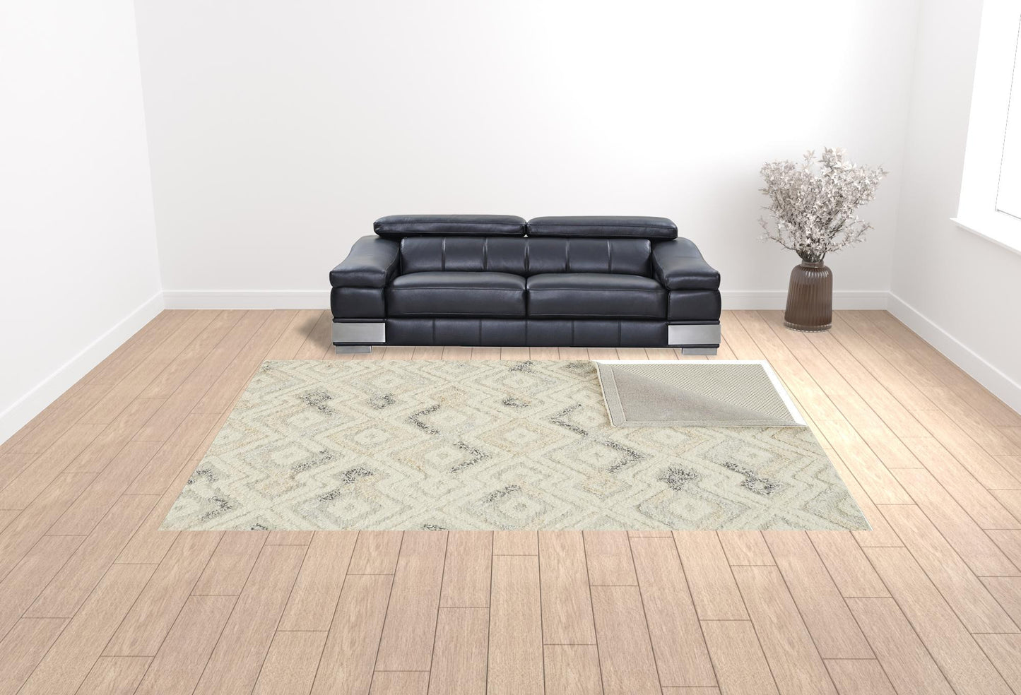 4' X 6' Gray And Ivory Wool Geometric Tufted Handmade Area Rug
