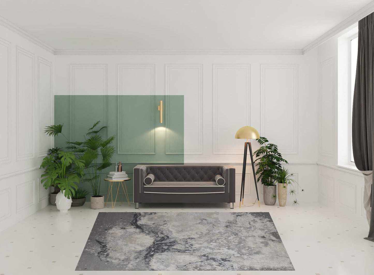 5' X 8' Ivory Gray And Black Abstract Power Loom Area Rug