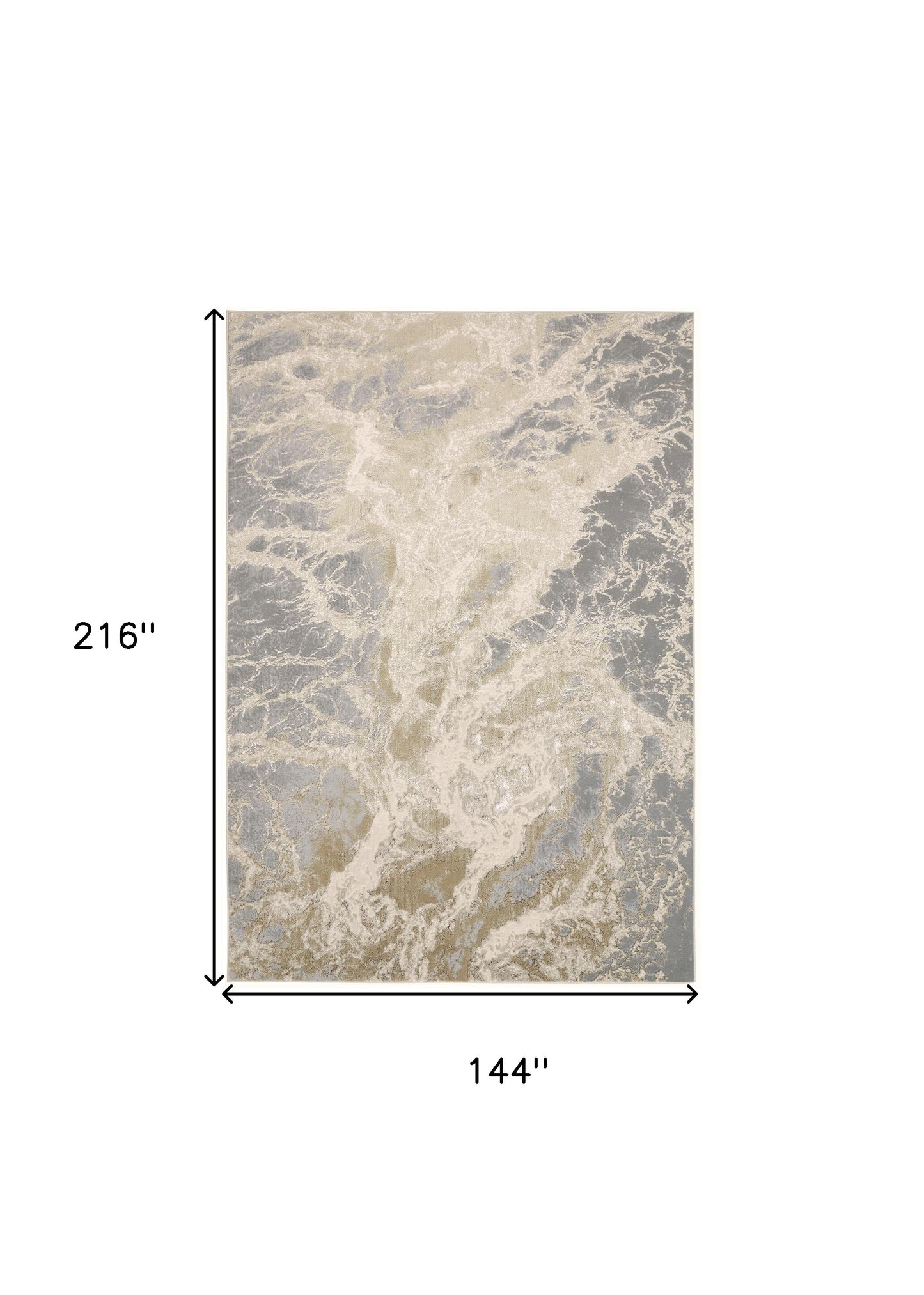 8' X 10' Ivory Silver And Gold Abstract Area Rug