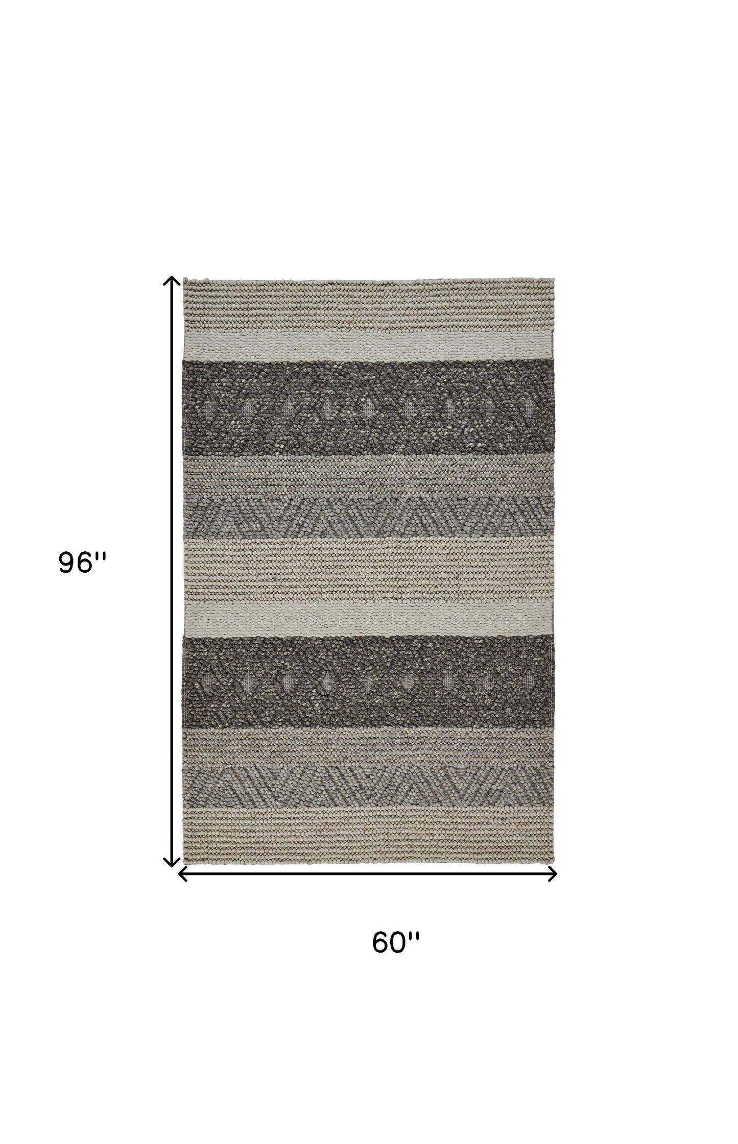 8' X 11' Gray Taupe And Tan Wool Striped Hand Woven Stain Resistant Area Rug