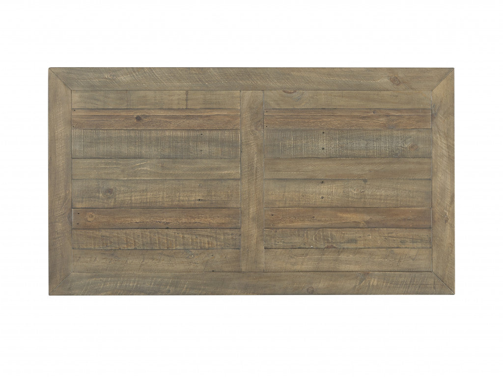 50" White And Reclaimed Natural Wood Distressed Pedestal Coffee Table