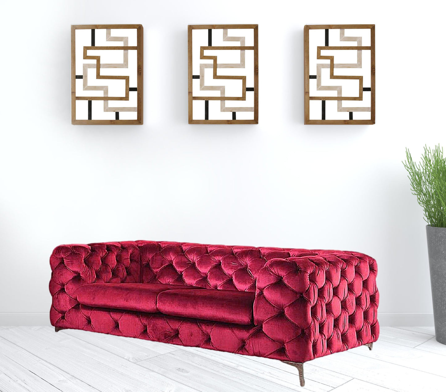 75" Red And Silver Velvet Love Seat